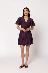 Wonderland Wrap Dress Plum Spot