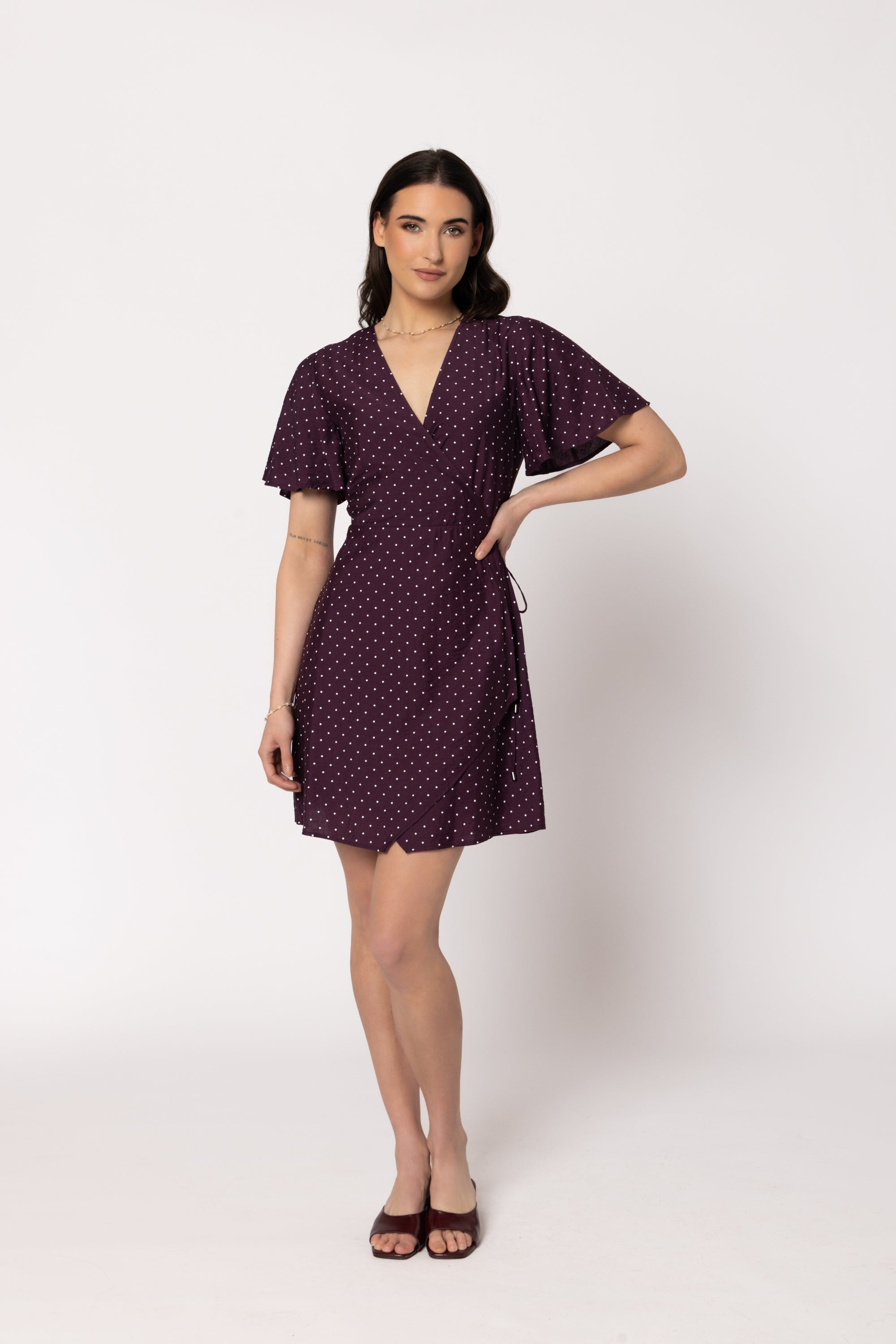 Wonderland Wrap Dress Plum Spot