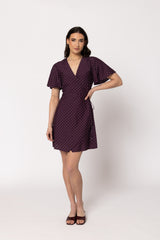 Wonderland Wrap Dress Plum Spot