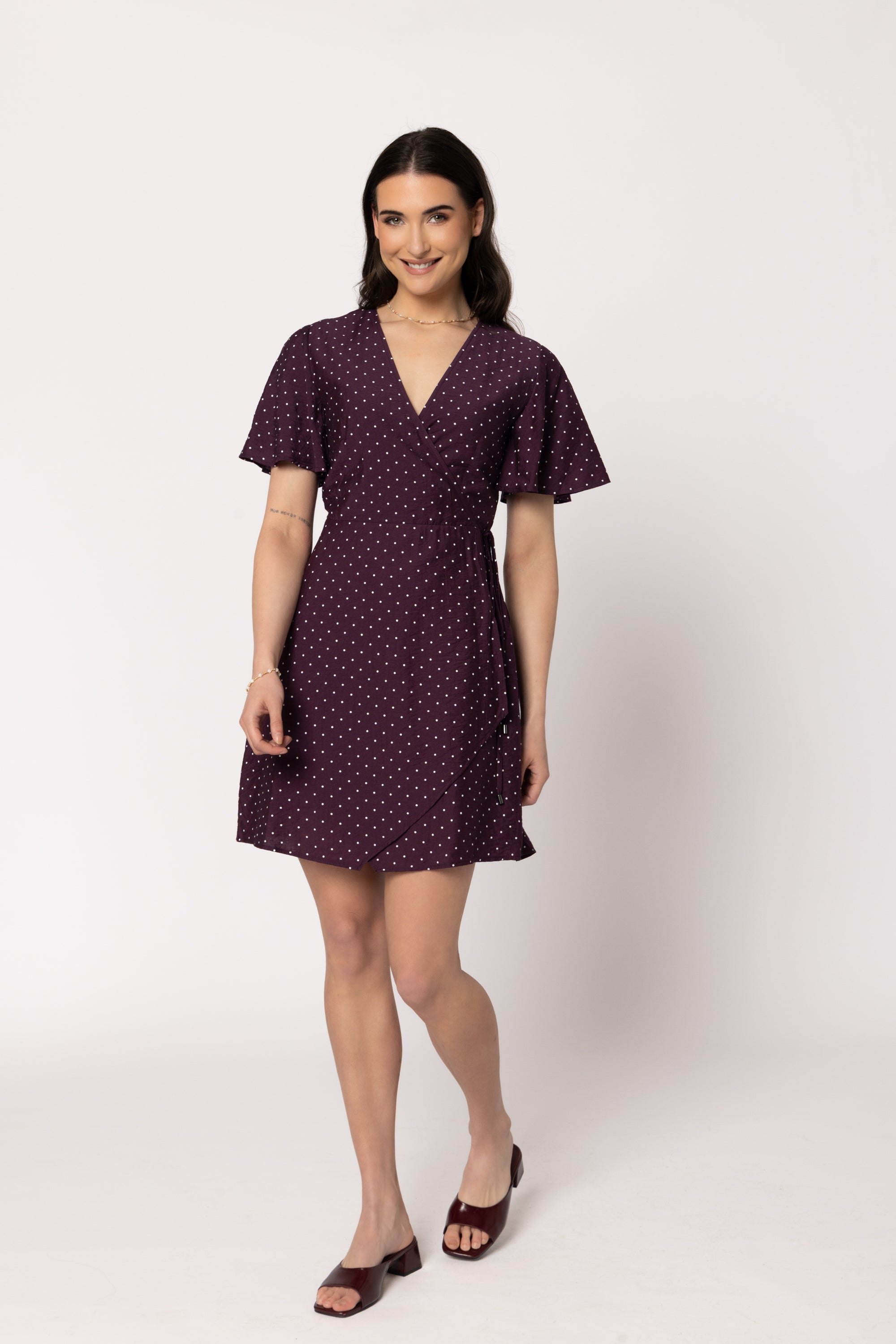 Wonderland Wrap Dress Plum Spot