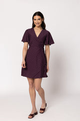 Wonderland Wrap Dress Plum Spot