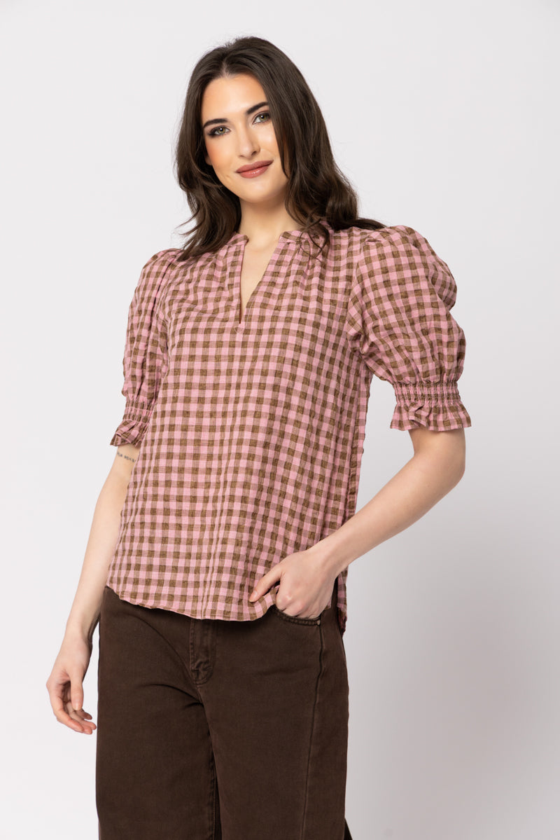 BUTTERFLY TOP CHESTNUT CHECK