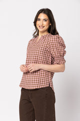 BUTTERFLY TOP CHESTNUT CHECK
