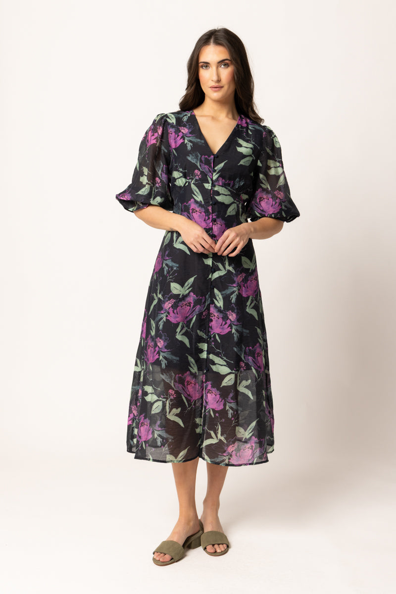 SUNRISE DRESS INDIGO GARDEN