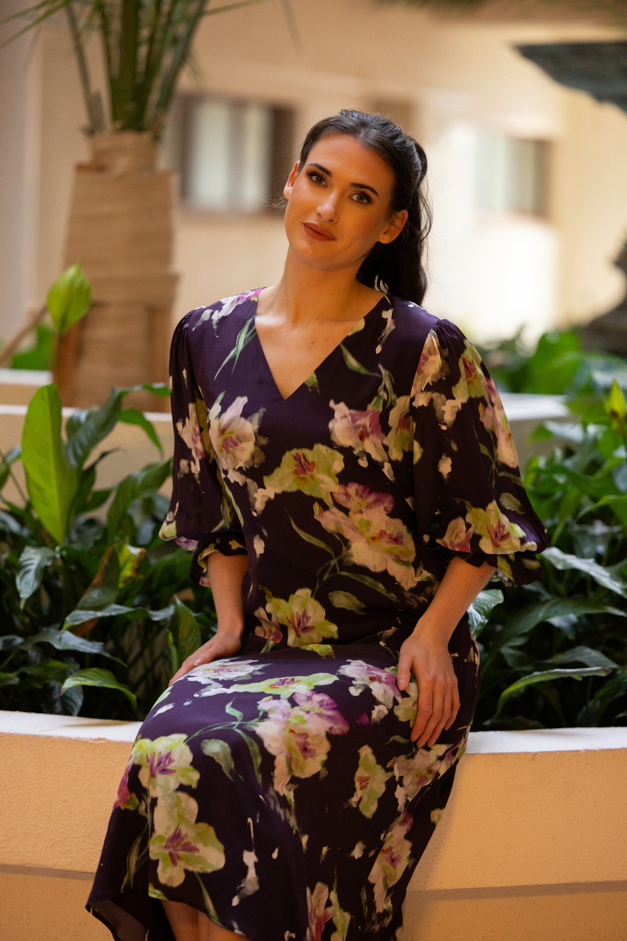 SANTORINI DRESS MERLOT BLOOM