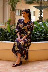 SANTORINI DRESS MERLOT BLOOM