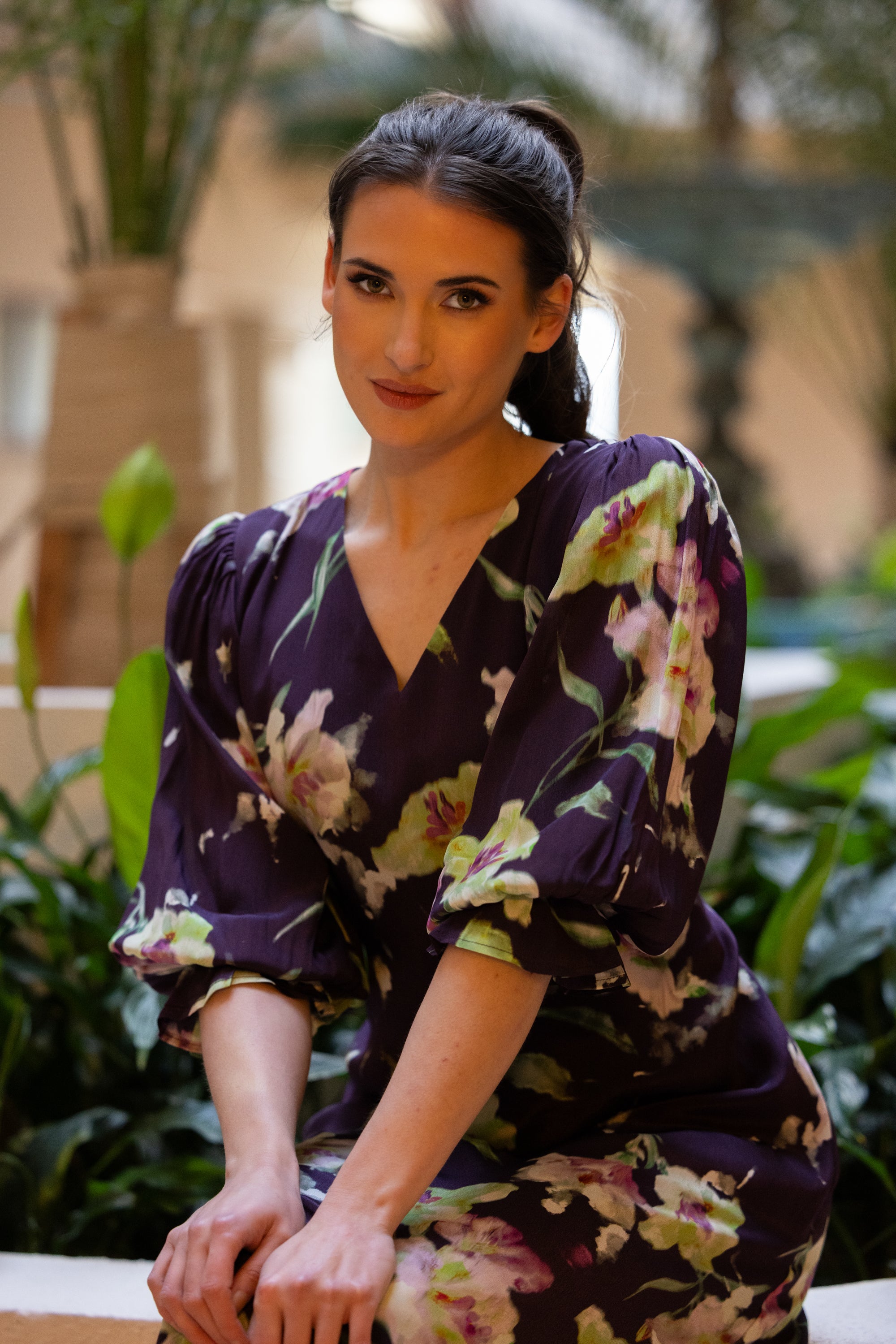 SANTORINI DRESS MERLOT BLOOM
