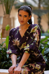 SANTORINI DRESS MERLOT BLOOM