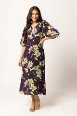 SANTORINI DRESS MERLOT BLOOM