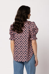 Ava Blouse Navy Blush Blossom