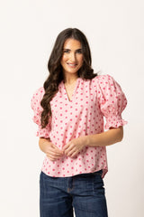 RELAXED BUTTERFLY TOP PINK SPOT
