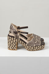 Maizy Platform Heel Chocolate Natural Raffia