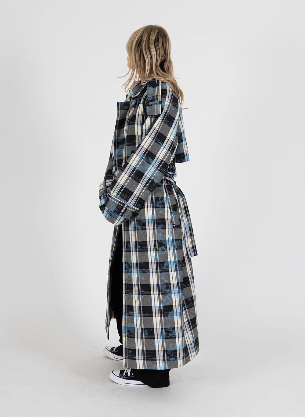 TRENCHED COAT PAINTED PLAID