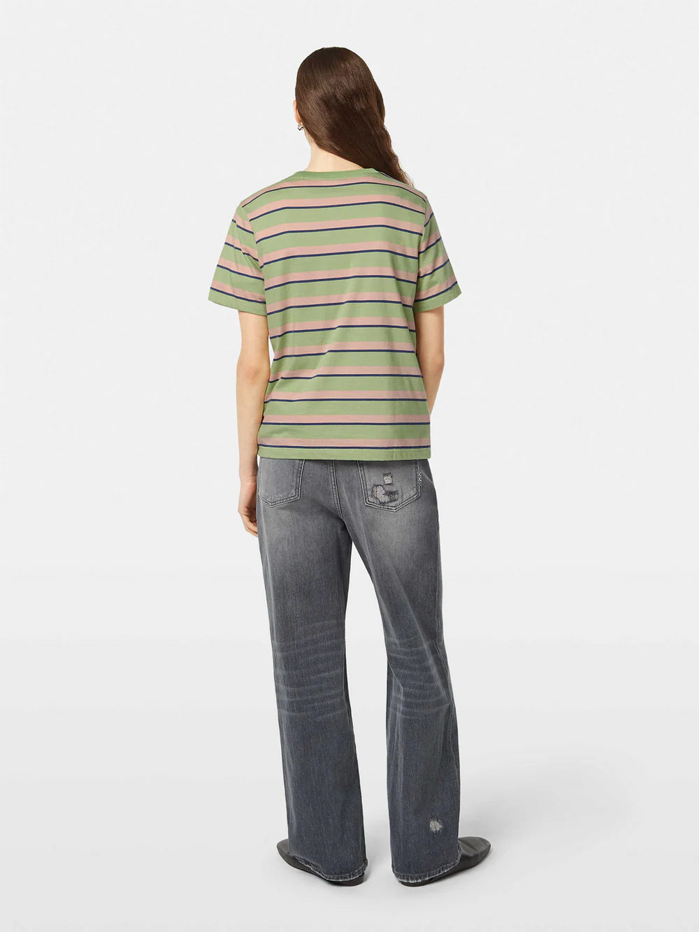 STRIPE T-SHIRT PISTACHIO PEACH STRIPE