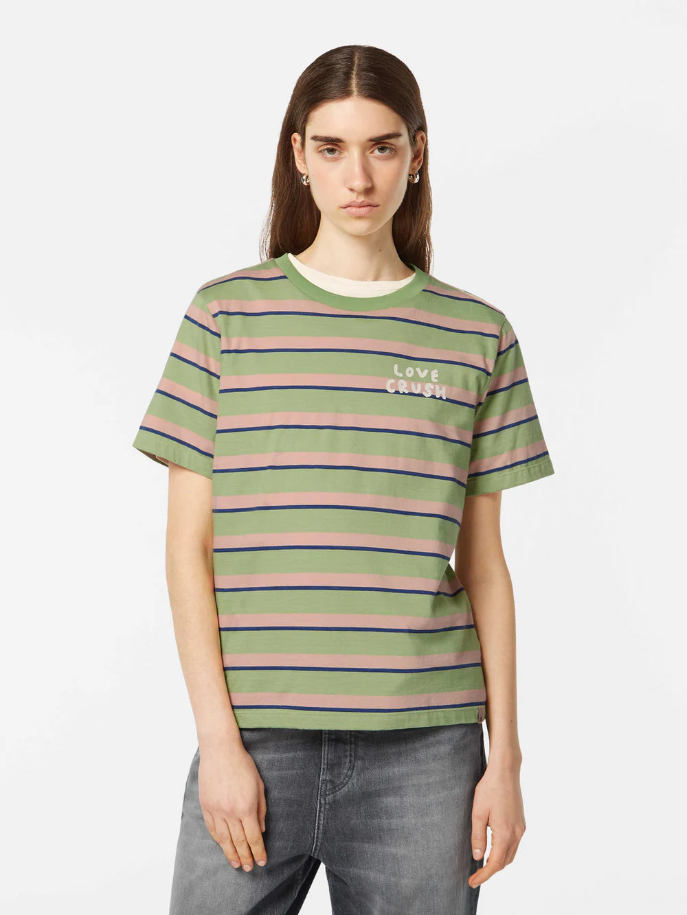 STRIPE T-SHIRT PISTACHIO PEACH STRIPE
