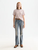 STRIPPED TEE BARLEY PINK CHOCOLATE