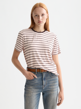 STRIPPED TEE BARLEY PINK CHOCOLATE