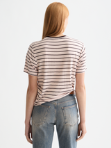 STRIPPED TEE BARLEY PINK CHOCOLATE