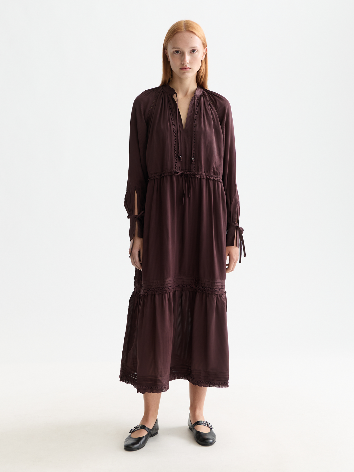 LACE MAXI DRESS CHOCOLATE PLUM