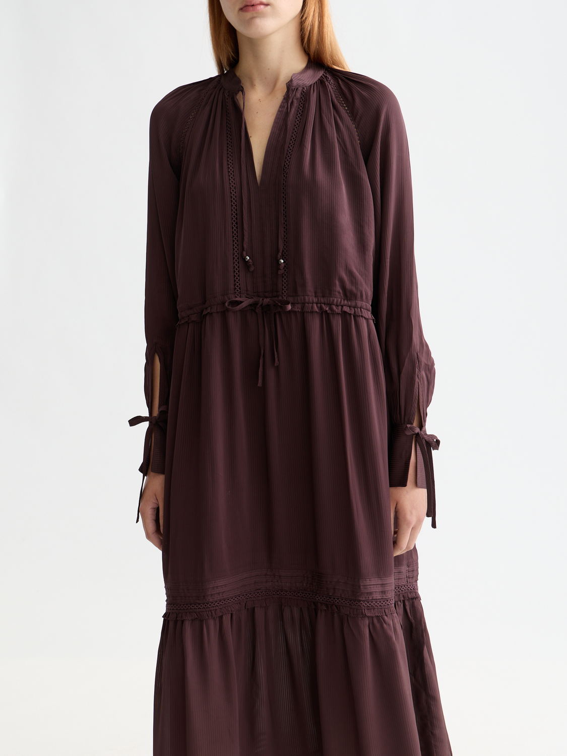 LACE MAXI DRESS CHOCOLATE PLUM