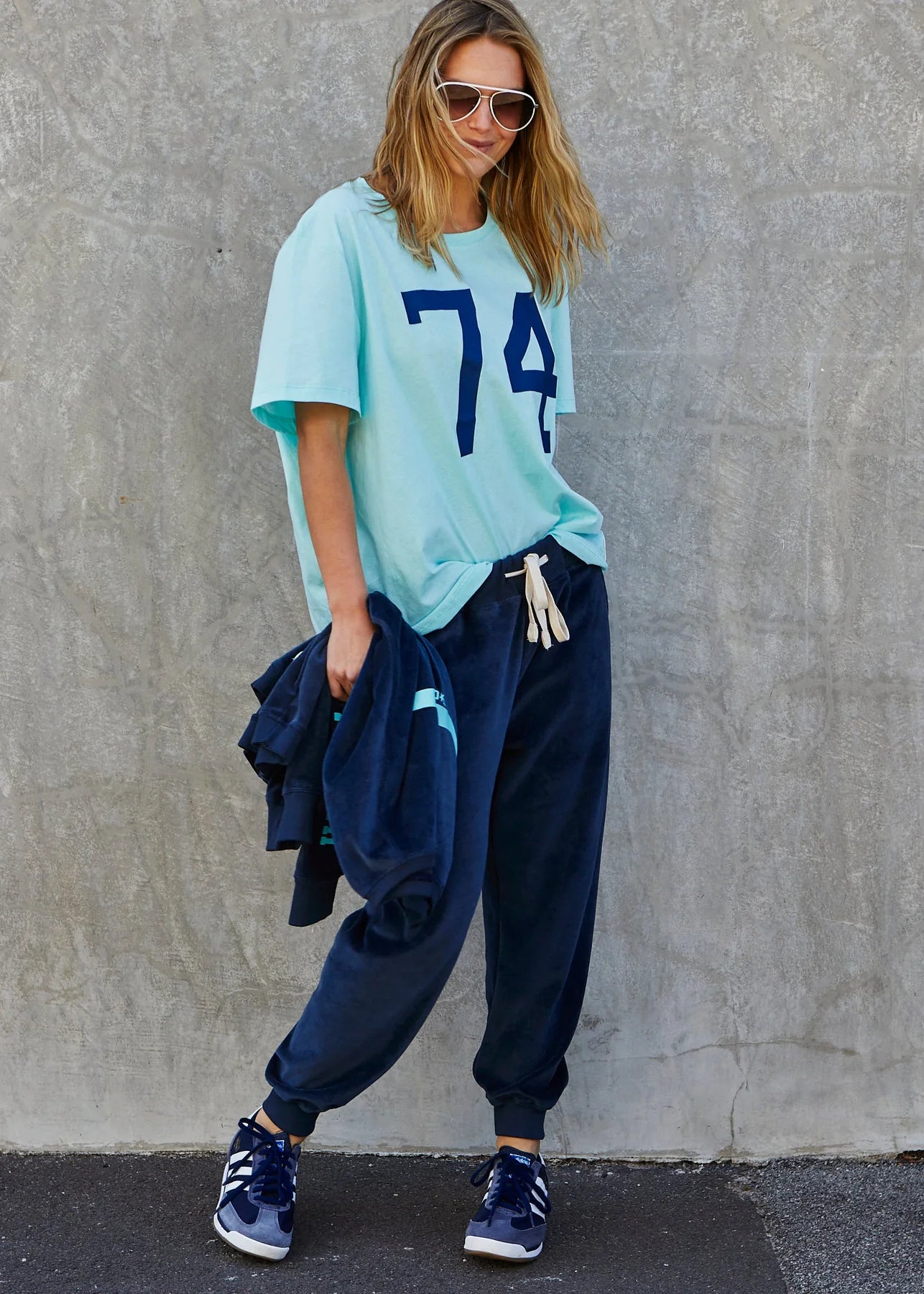 VELOUR TRACK PANTS NAVY PRE ORDER
