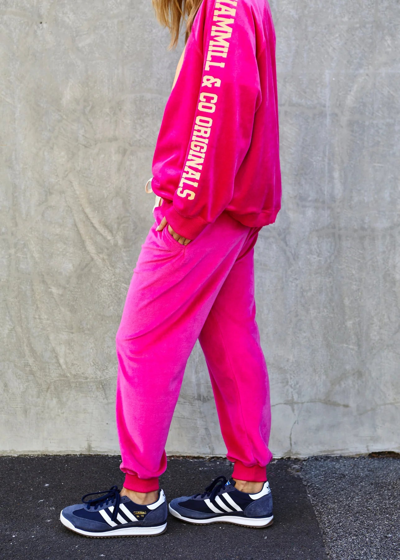 VELOUR TRACK PANTS PINK PRE ORDER