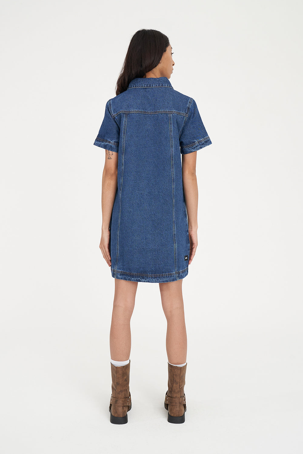 DENIM SS SHIRT DRESS RODEO BLUE