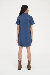DENIM SS SHIRT DRESS RODEO BLUE