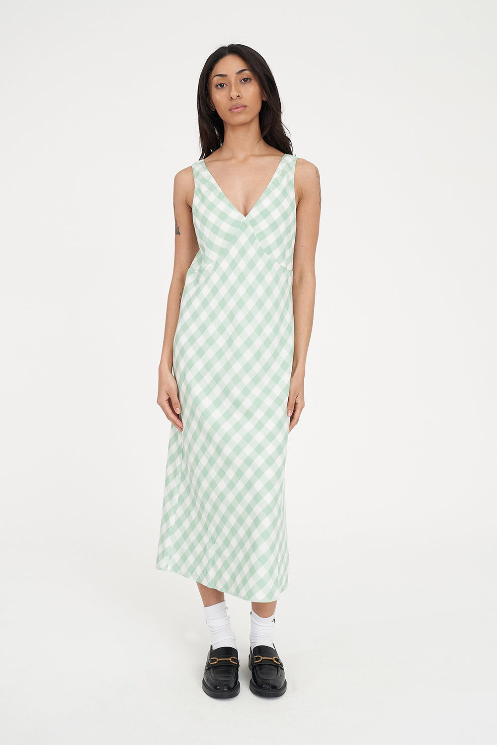 CELINE MIDI DRESS MATCHA CHALK