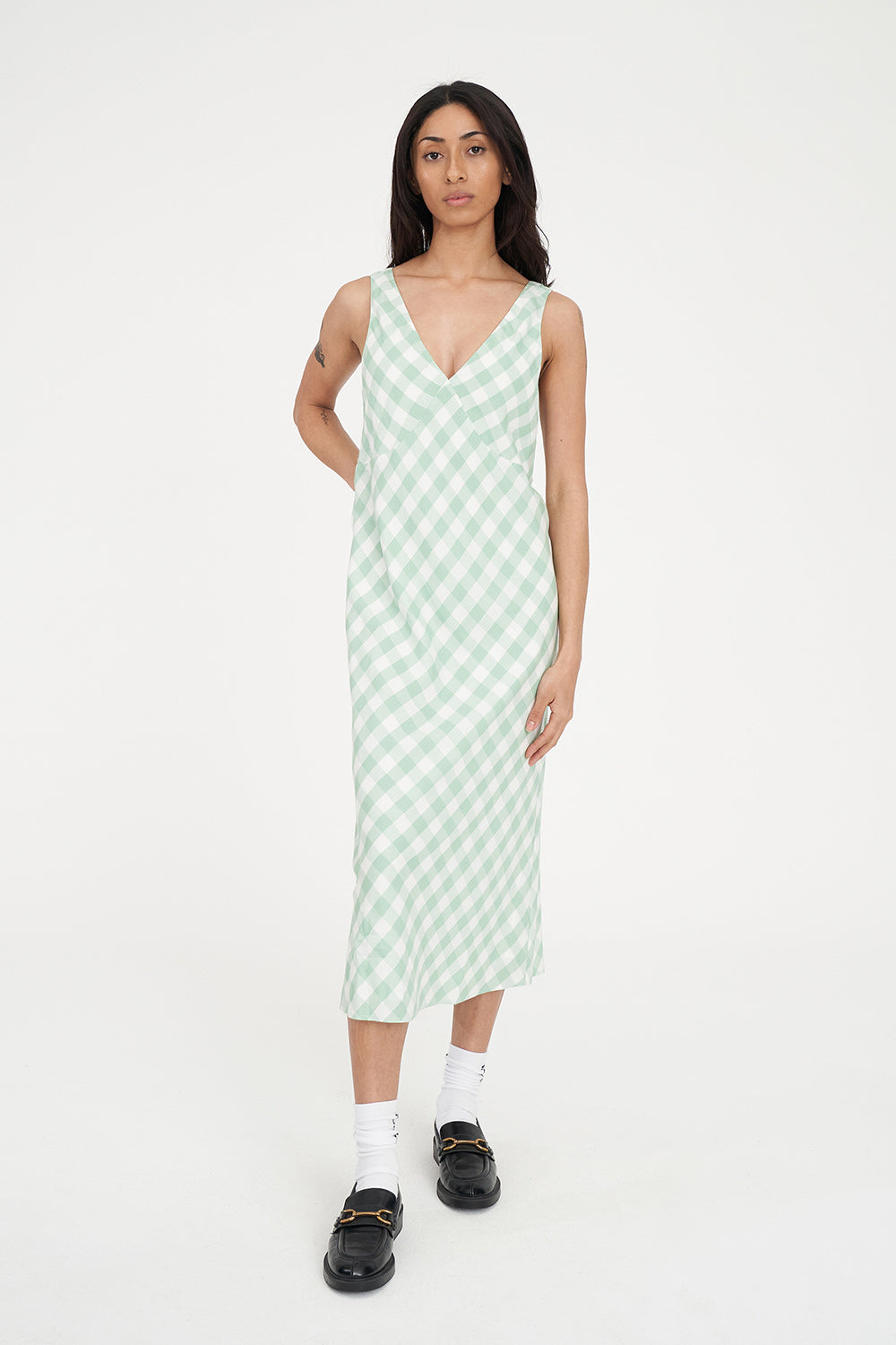 CELINE MIDI DRESS MATCHA CHALK