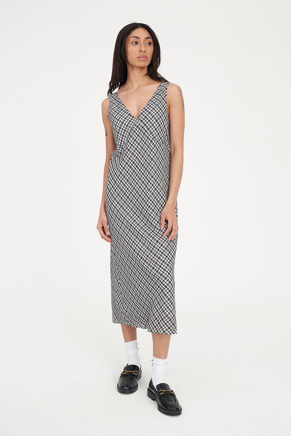 ROONEY MIDI DRESS BLACK CHALK