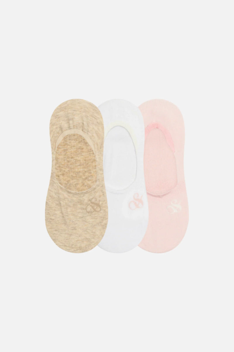 INVISIBLE SOCKS 3PK IVORY MULTI