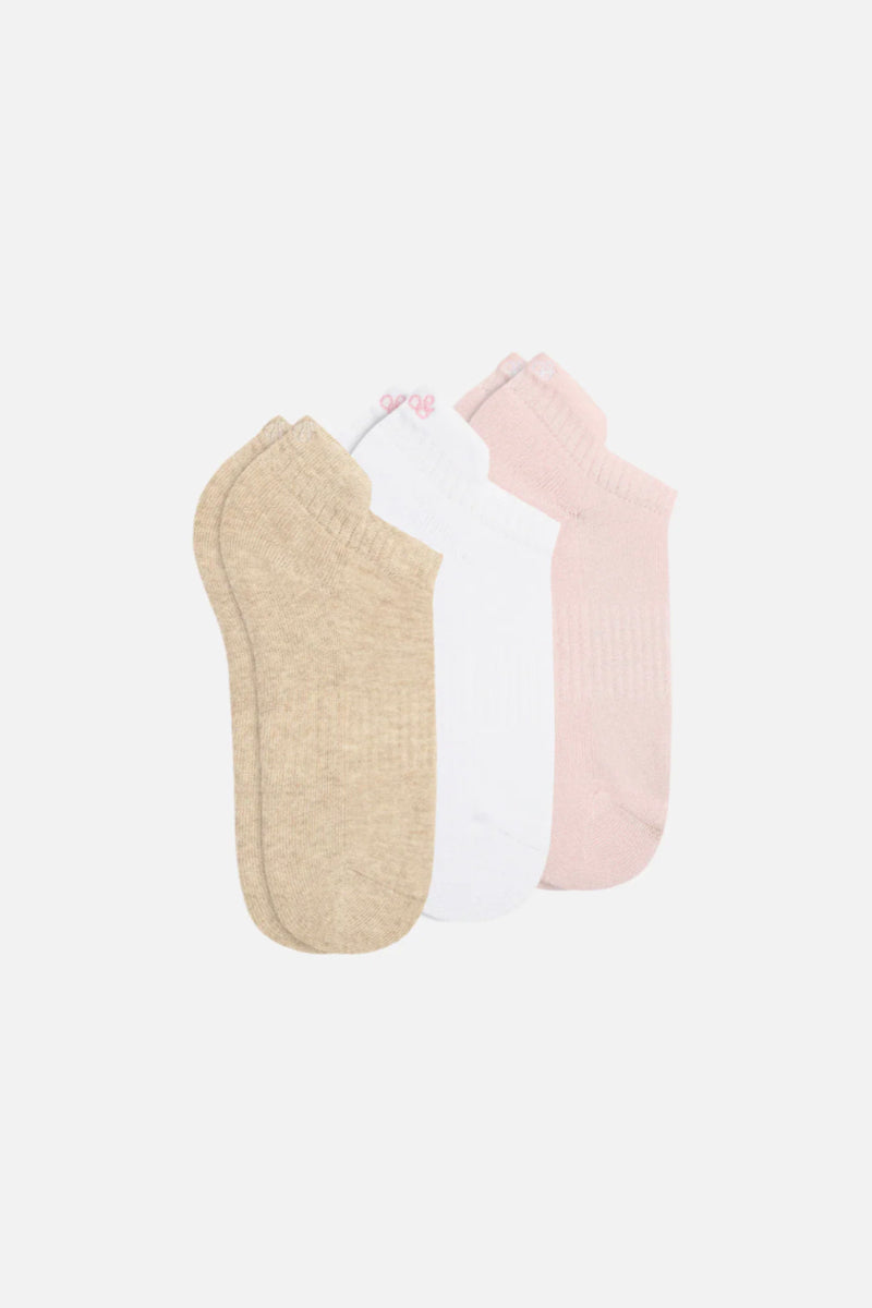 LOW CUT SOCKS 3PK IVORY MULTI