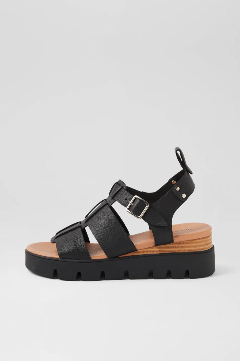 RELIE SANDAL BLACK LEATHER