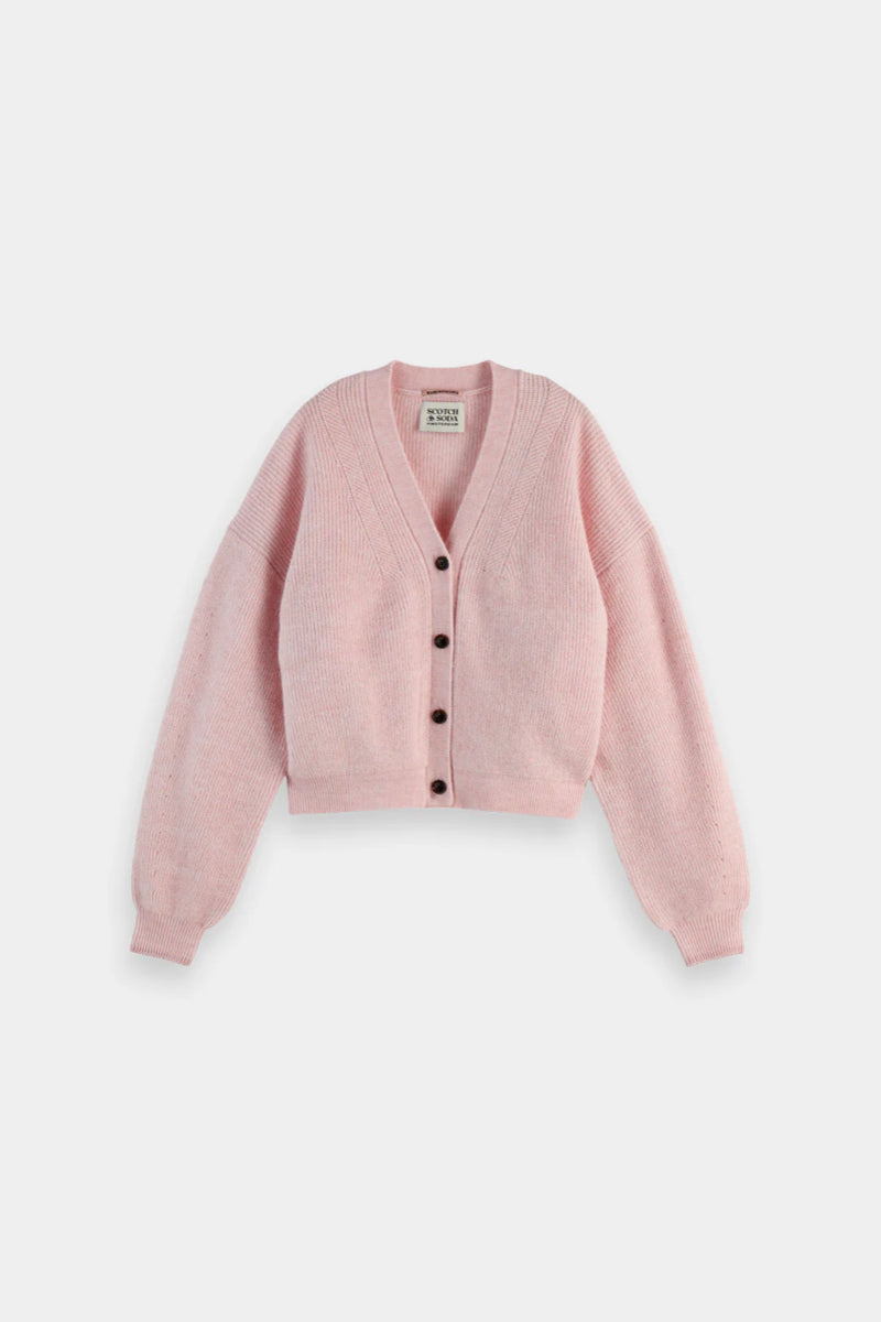 FUZZY RELAXED CARDIGAN PINK MELANGE