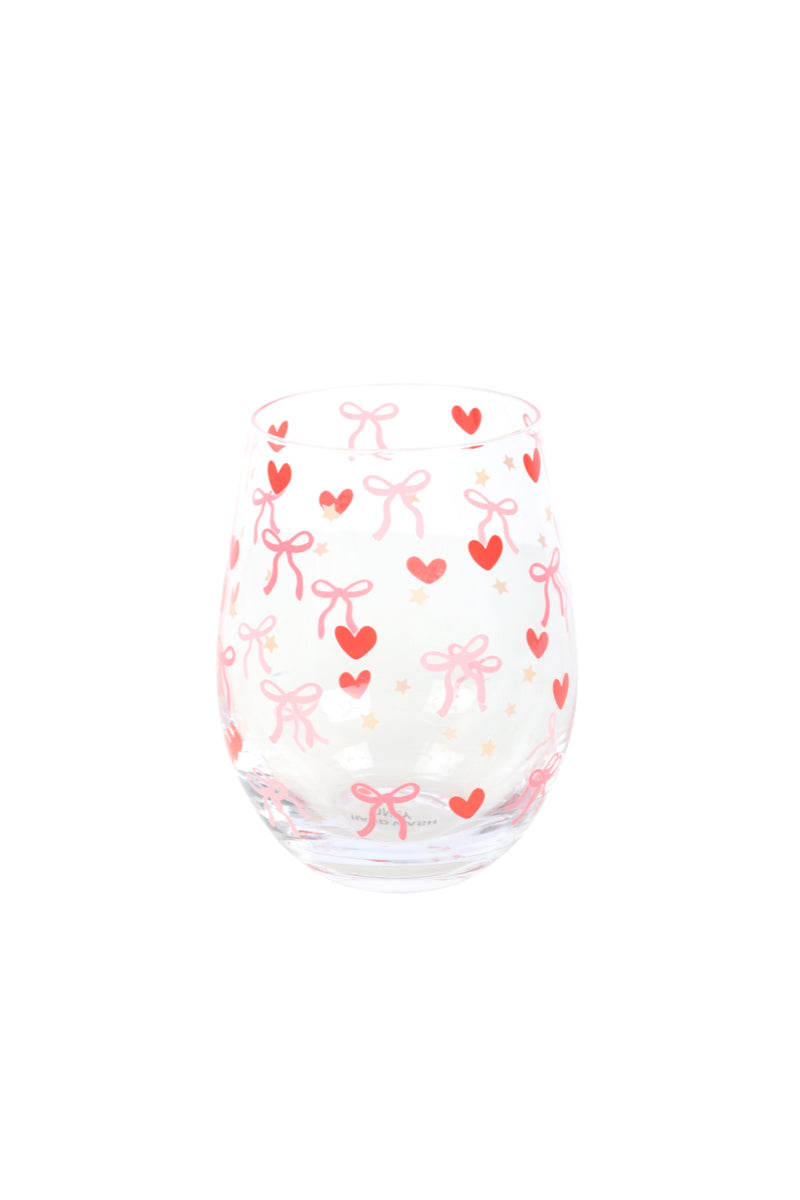 BOW HEART STEMLESS WINE GLASS