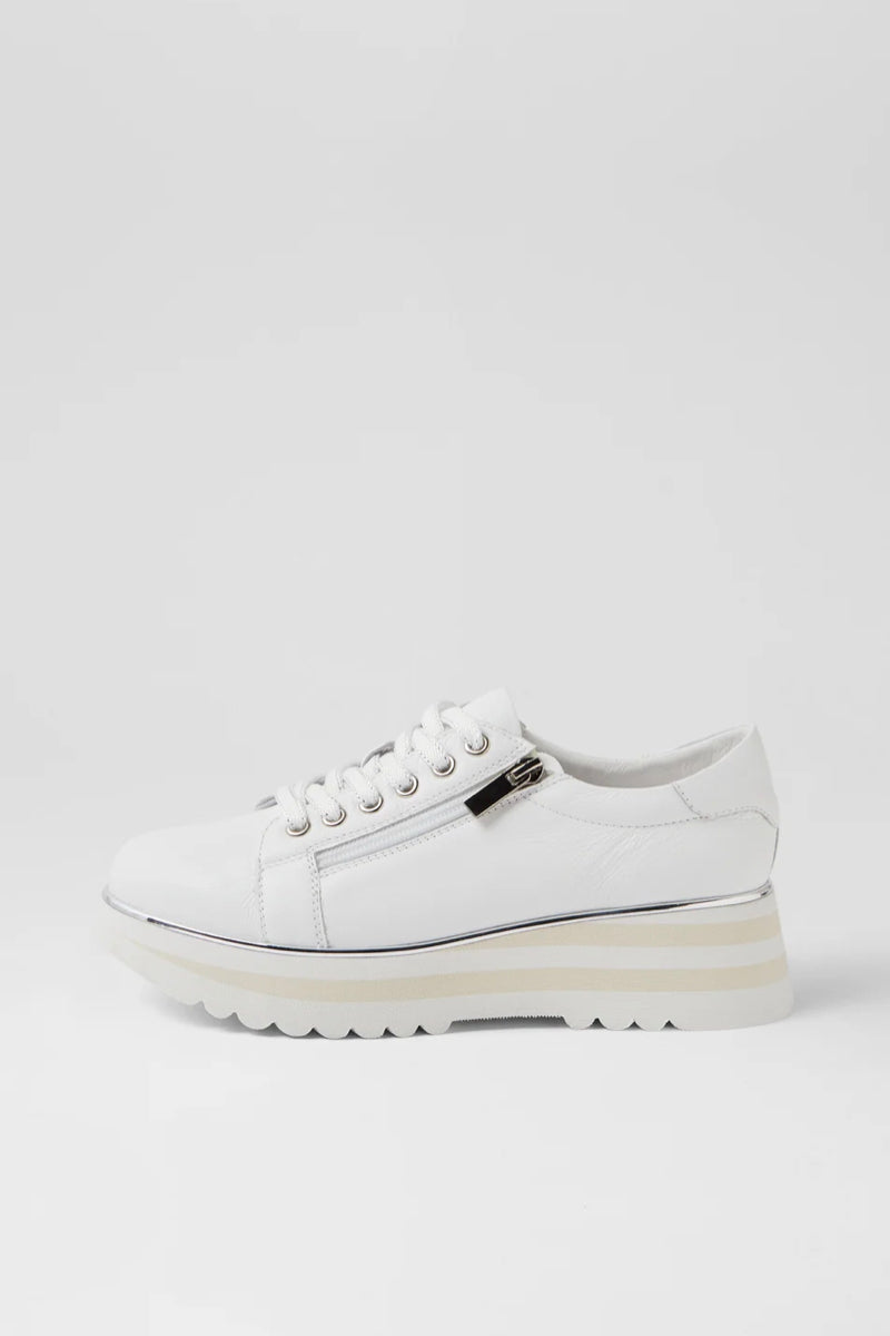 EAMMES LACE UP FLATS WHITE LEATHER