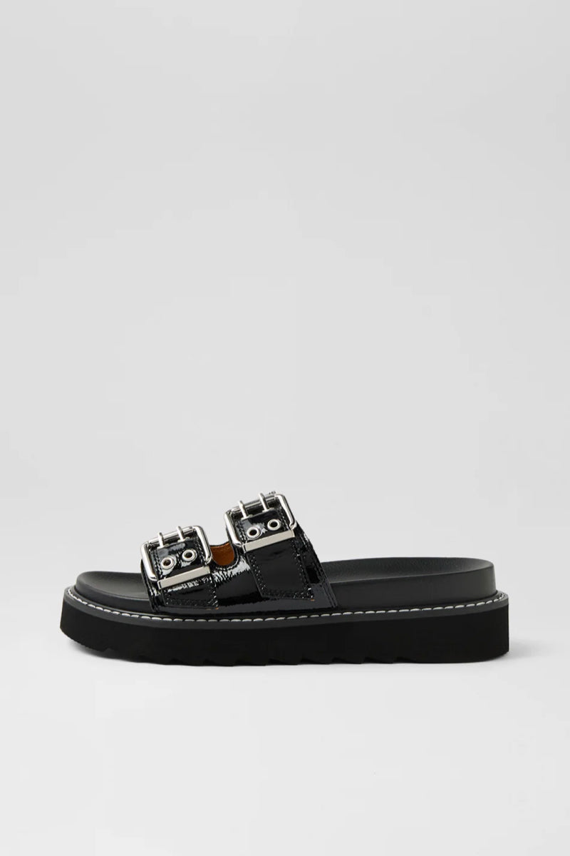 LILIANA SLIDE BLACK CRINKLE PATENT