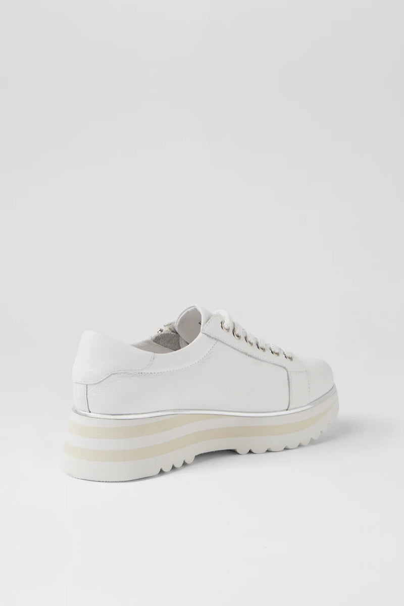 EAMMES LACE UP FLATS WHITE LEATHER