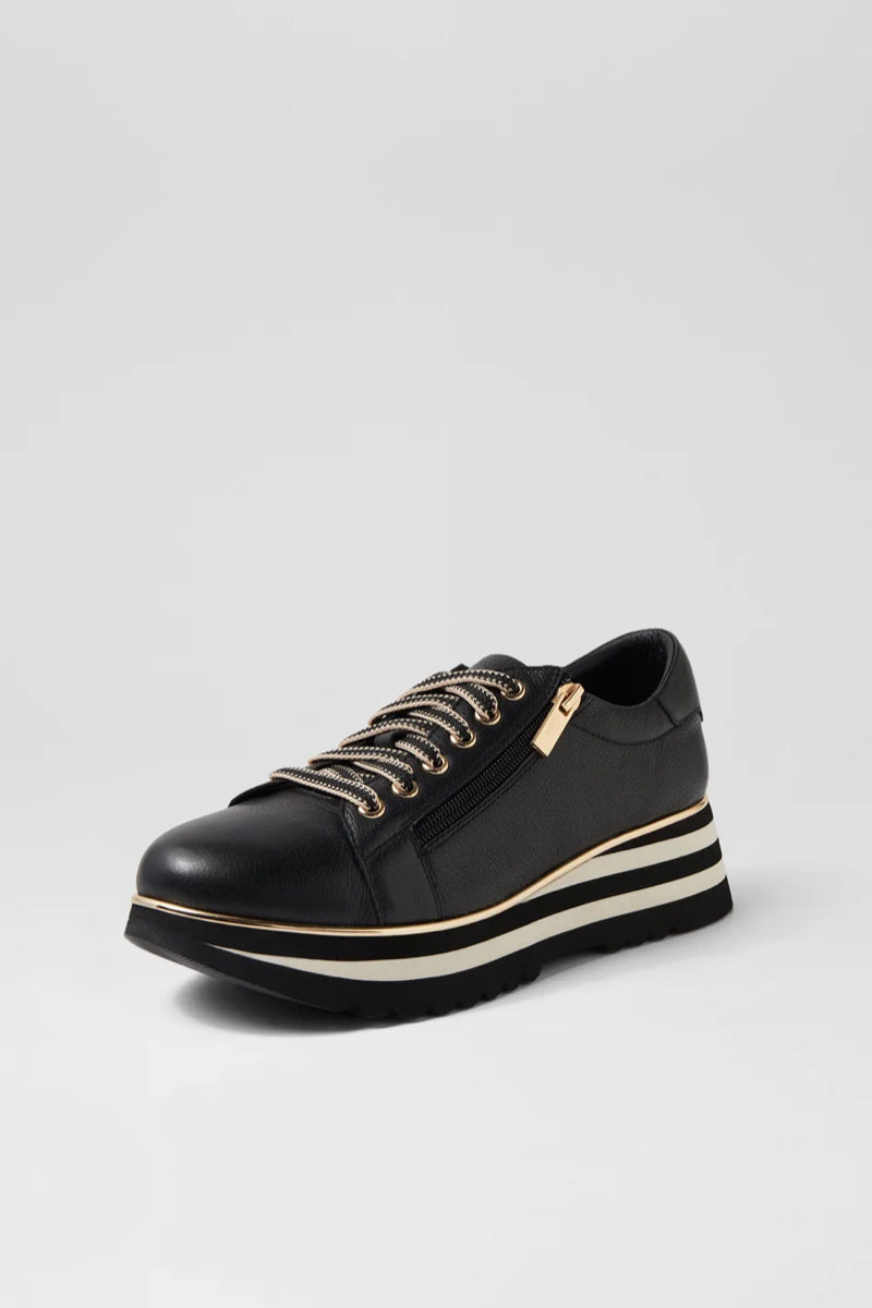 EAMMES LACE UP FLATS BLACK LEATHER