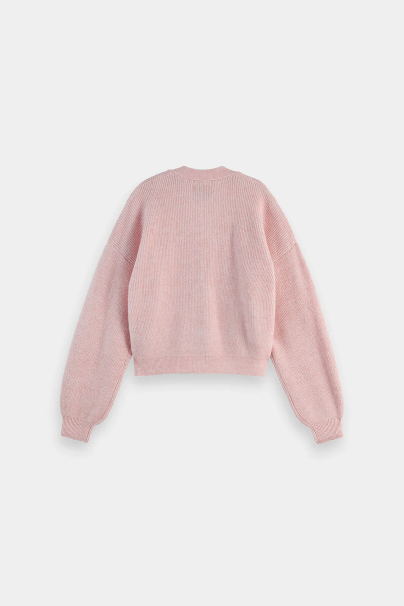 FUZZY RELAXED CARDIGAN PINK MELANGE