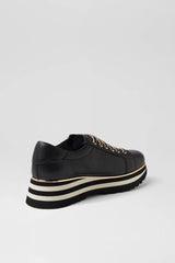 EAMMES LACE UP FLATS BLACK LEATHER