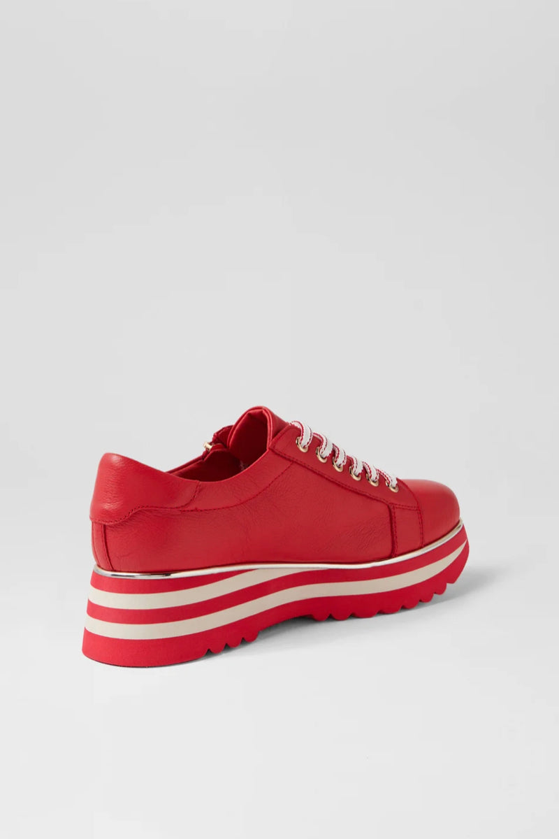 EAMMES LACE UP FLATS RED LEATHER