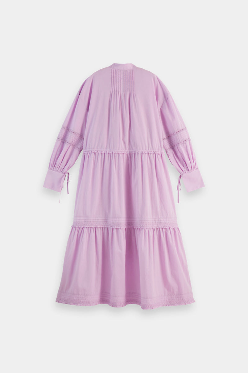 LACE FRILL MAXI DRESS IRIS PINK