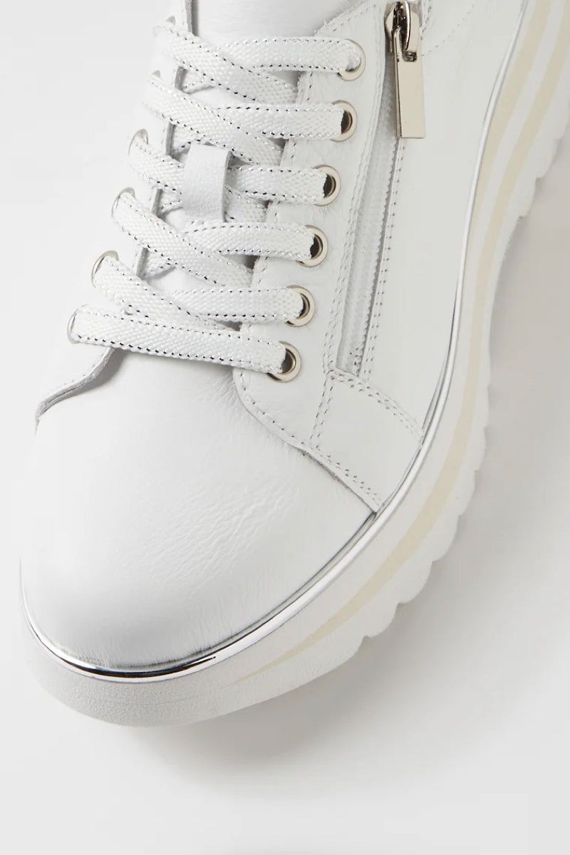 EAMMES LACE UP FLATS WHITE LEATHER