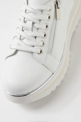 EAMMES LACE UP FLATS WHITE LEATHER