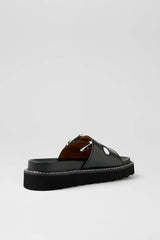 LILIANA SLIDE BLACK CRINKLE PATENT