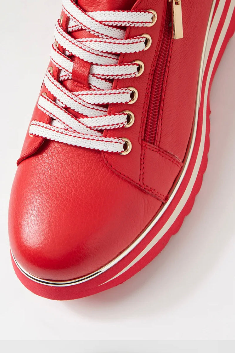 EAMMES LACE UP FLATS RED LEATHER