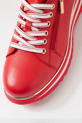 EAMMES LACE UP FLATS RED LEATHER