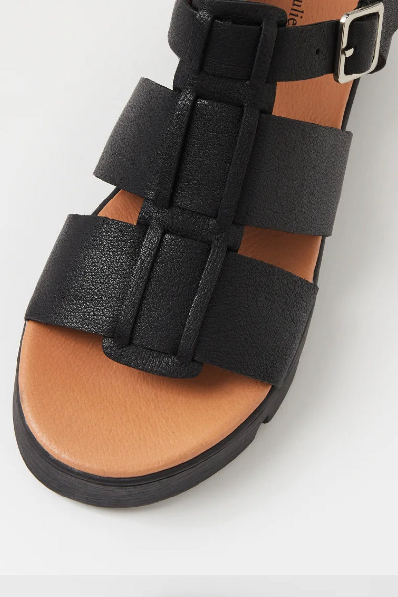 RELIE SANDAL BLACK LEATHER